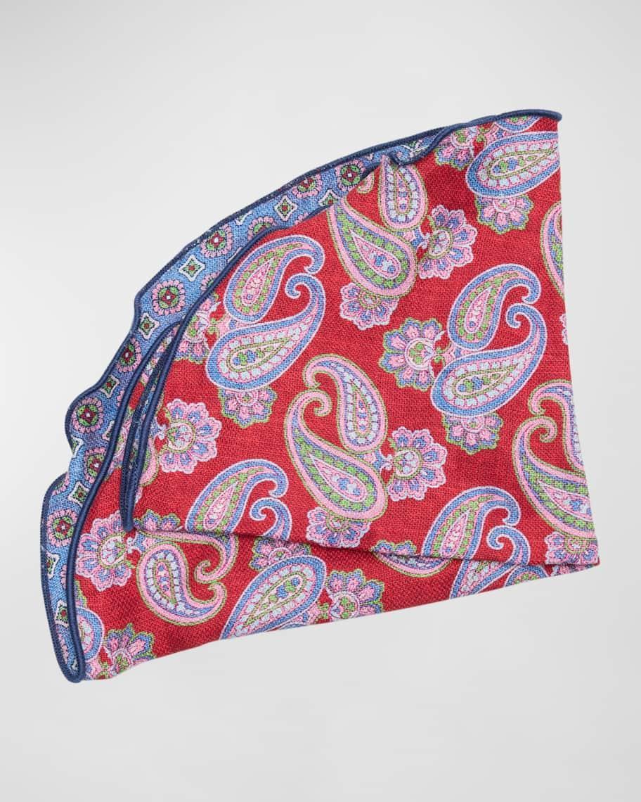 Men's Silk Reversible Medallion-Paisley Pocket Circle Product Image