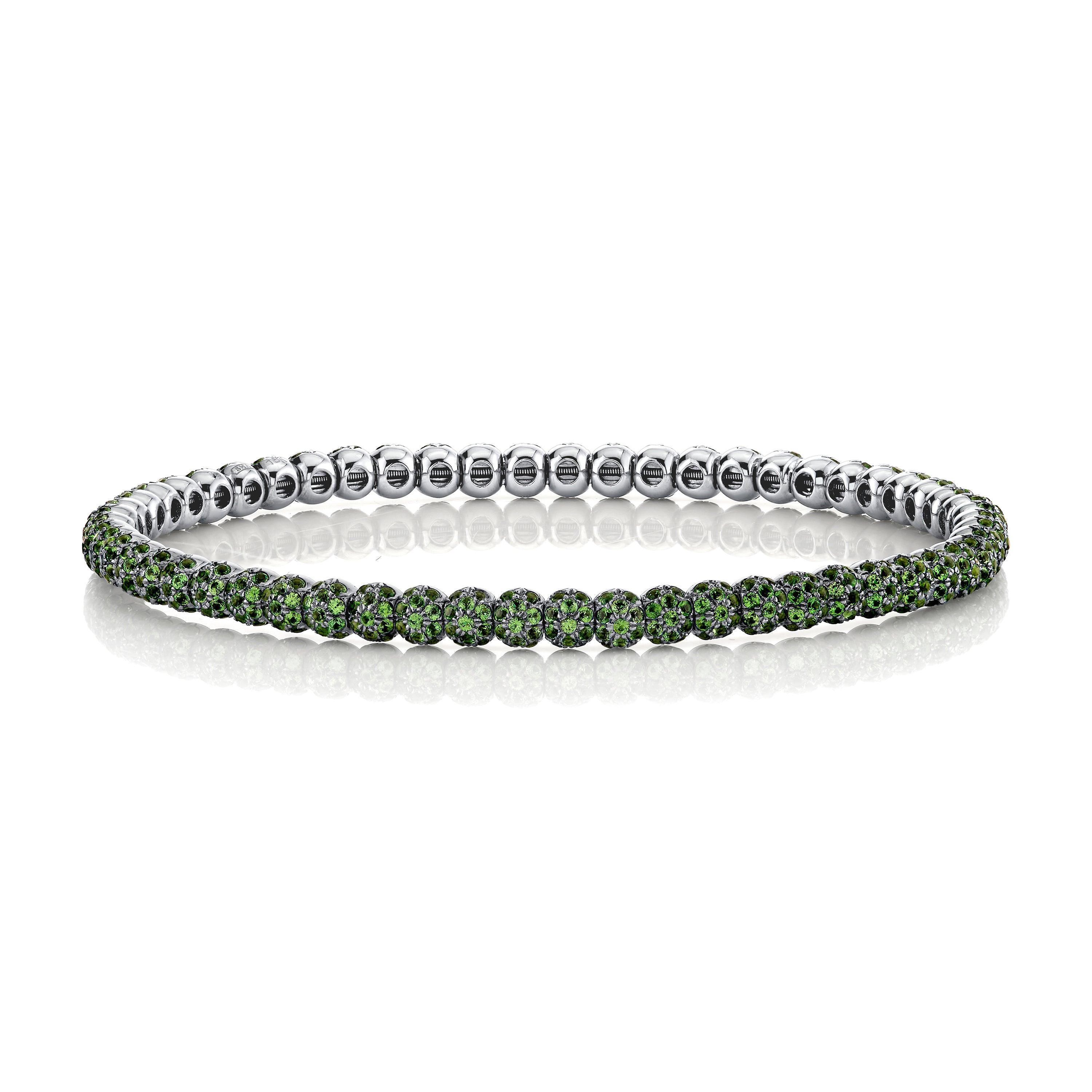 MEN'S GREEN GARNET PAVE BALL BRACELET Male Product Image