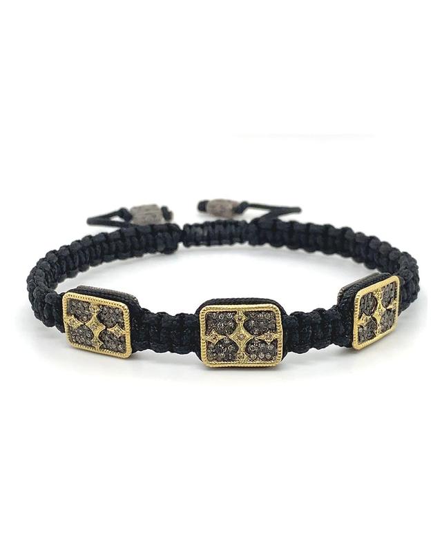 Mens Romero 18K Gold/Diamond Crivelli Cross Pull-Cord Bracelet Product Image