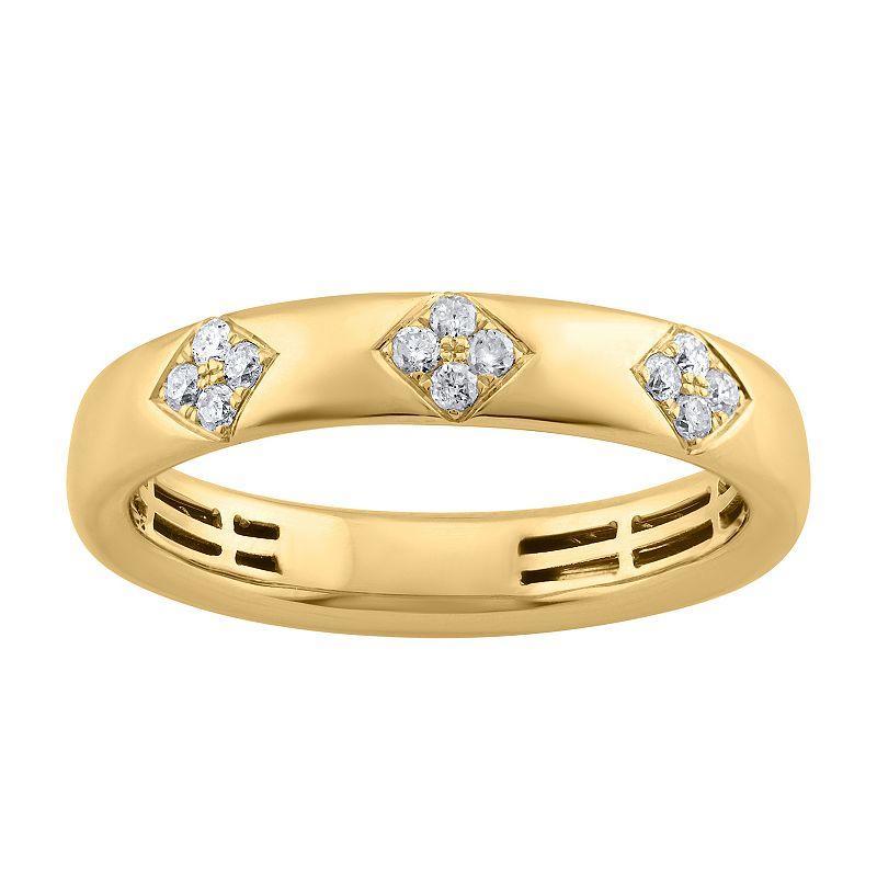 LOVE CLOUD 10k Gold 1/8 Carat T.W. Diamond Fashion Wedding Band Ring, Womens Yellow Product Image