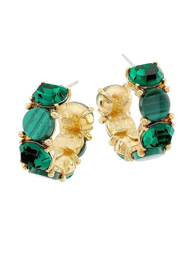 Womens Goldtone & Malachite Hoop Earrings Product Image