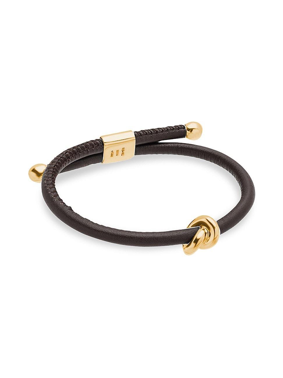 Mens Danu 18K Gold & Leather Bracelet Product Image