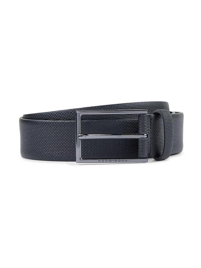 Mens Printed-Leather Belt With Gunmetal Buckle Product Image