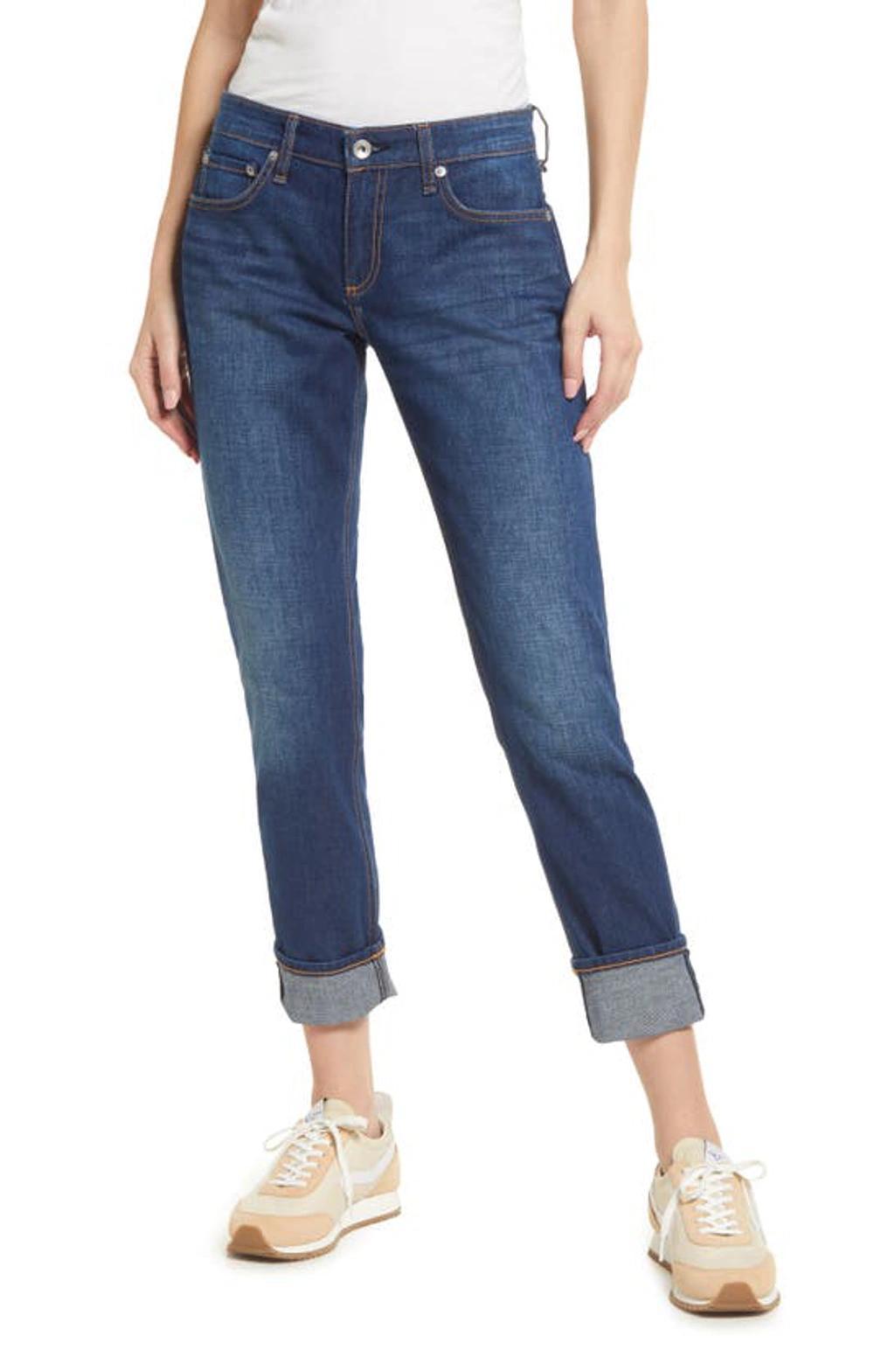 Dre Low-rise Stretch Slim Crop Boyfriend Jeans In Mick With Holes Product Image