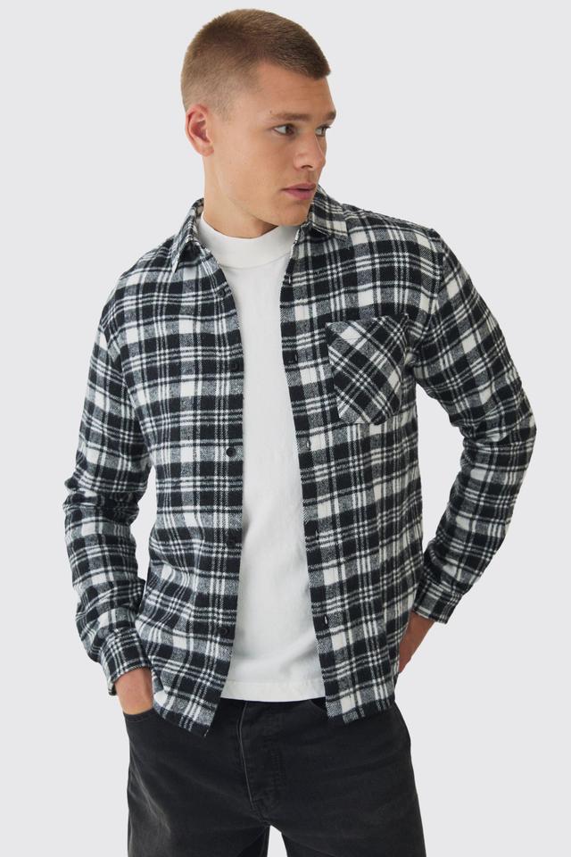 Regular Fit Flannel Plaid Long Sleeve Shirt | boohooMAN USA Product Image