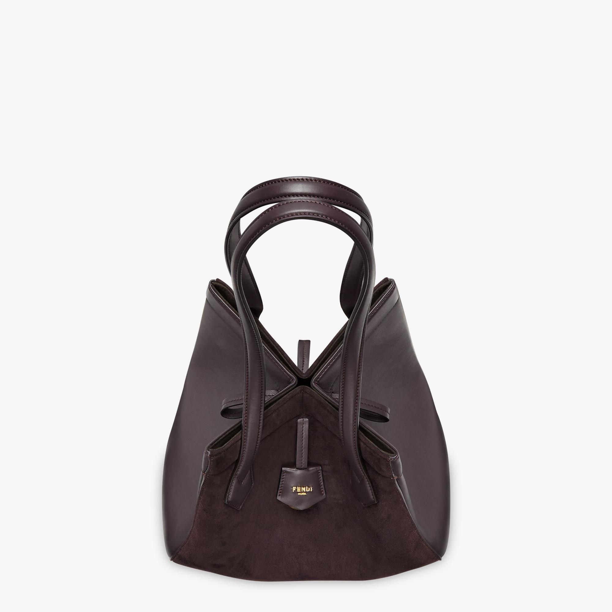 Fendi Origami MediumTransformable dark purple suede and leather bag Product Image