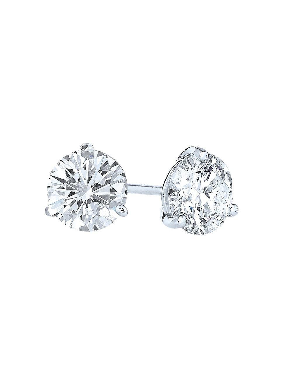 Womens Stud Platinum & Diamond Solitaire Round Stud Earrings/1.0 TCW Product Image