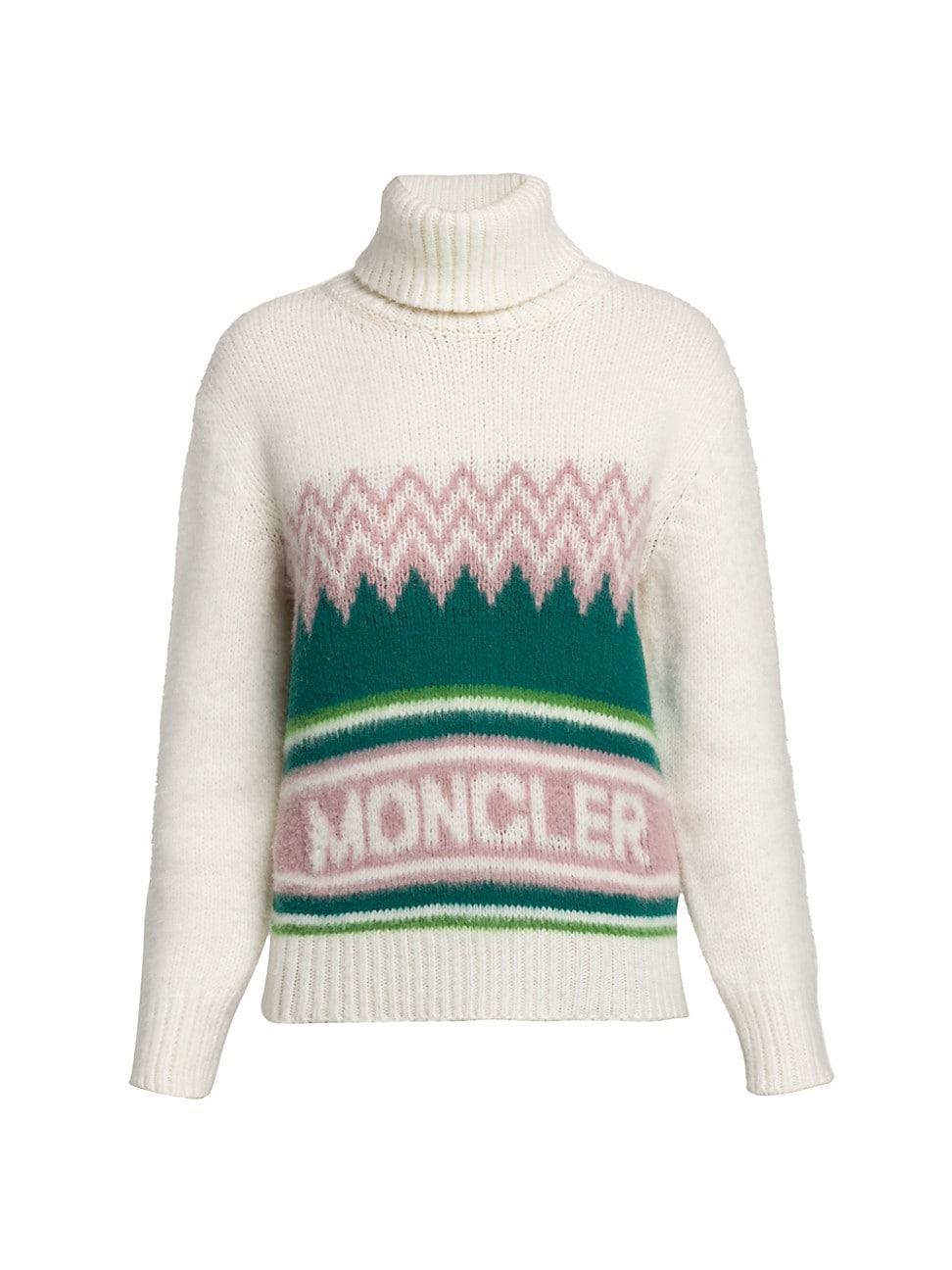 Moncler Festive Logo Intarsia Wool Turtleneck Sweater Product Image