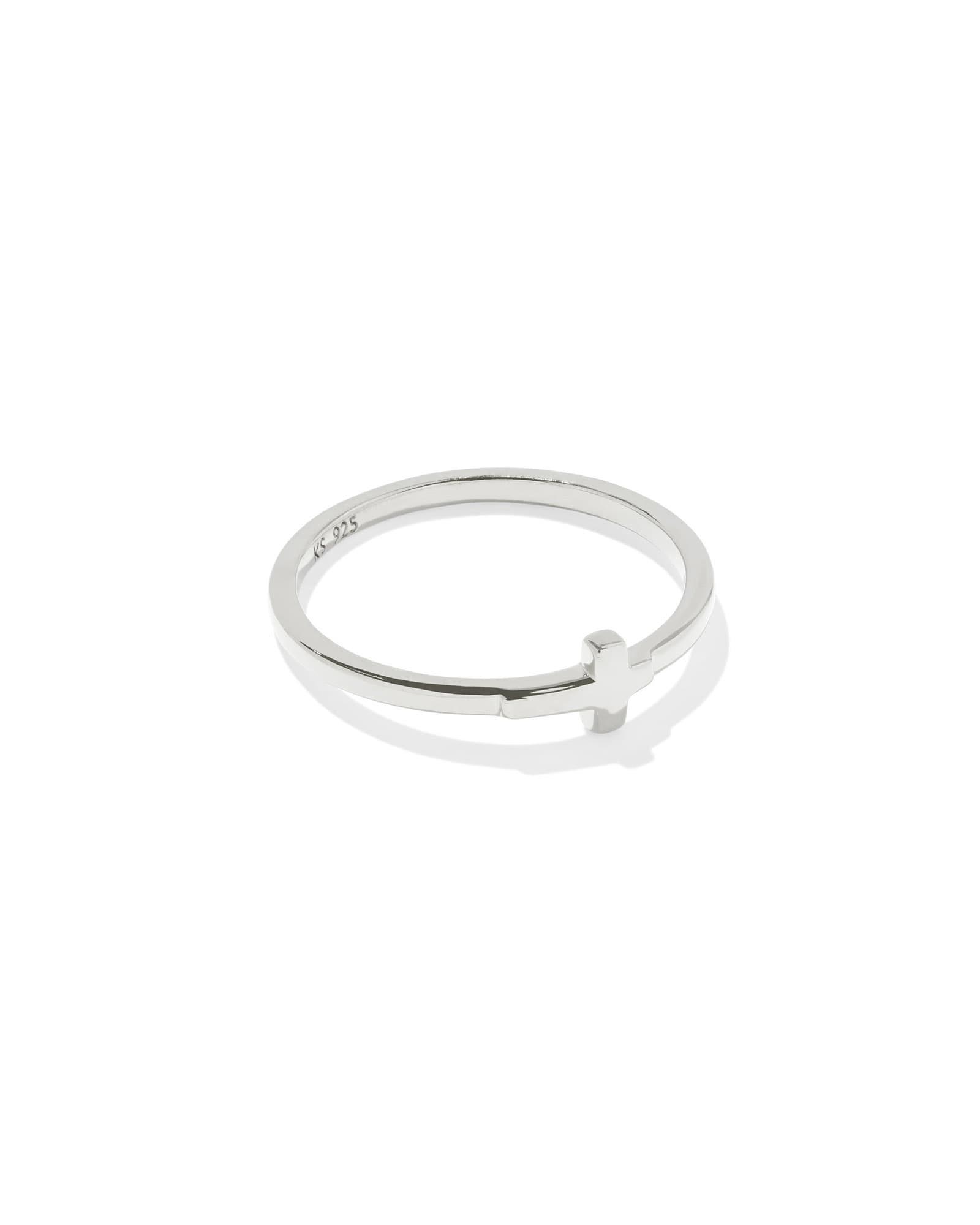 Cross Inline Band Ring in Sterling Silver Product Image