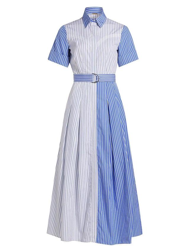 Womens Colorblocked Striped Cotton Midi-Dress Product Image