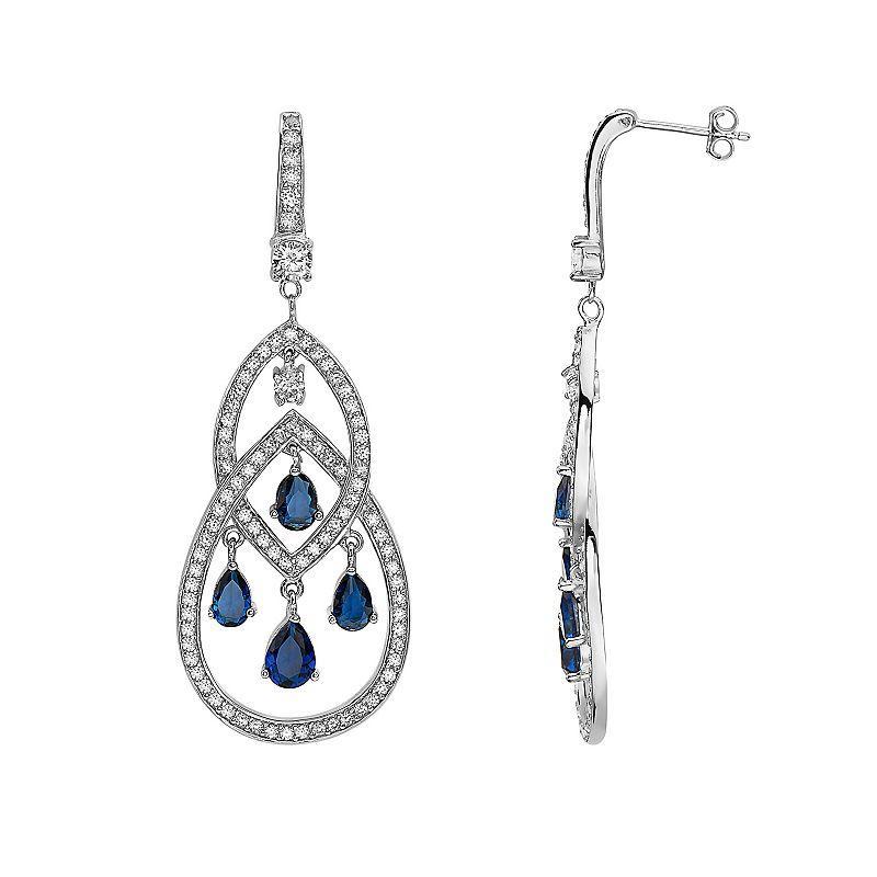 Sterling Silver Cubic Zirconia Interlocked Teardrop Drop Earrings, Womens, White Product Image