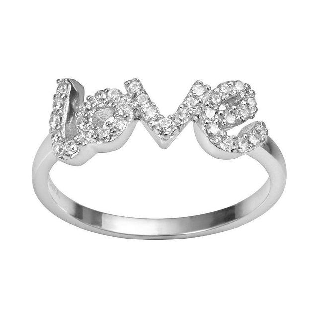 Sophie Miller Sterling Silver Cubic Zirconia Love Ring, Womens White Product Image