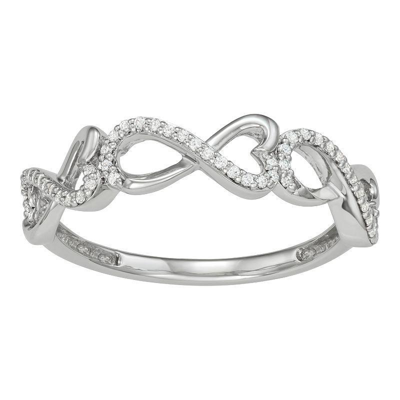 Sterling Silver 1/6 Carat T.W. Diamond Infinity Heart Ring, Womens Product Image