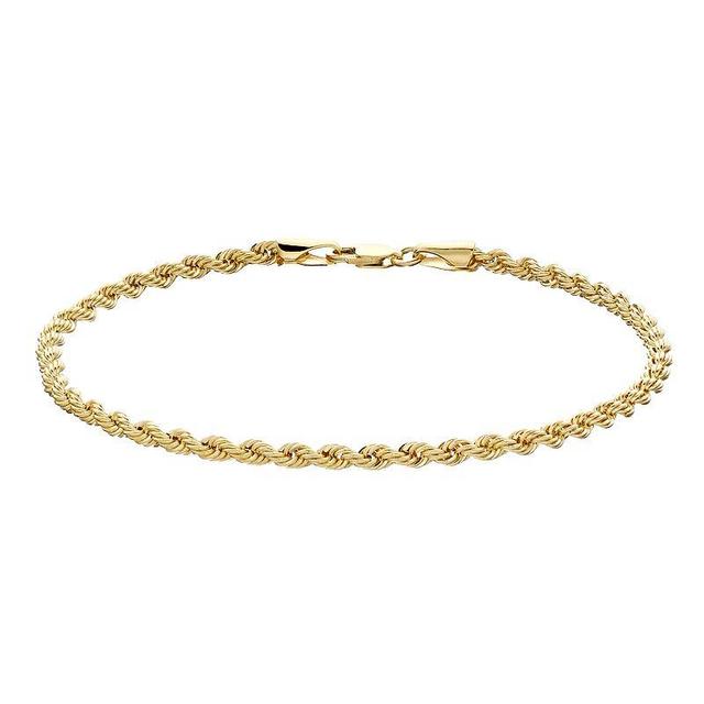 Au Naturale 14k Gold 2.7mm Rope Chain Bracelet, Womens Yellow Product Image