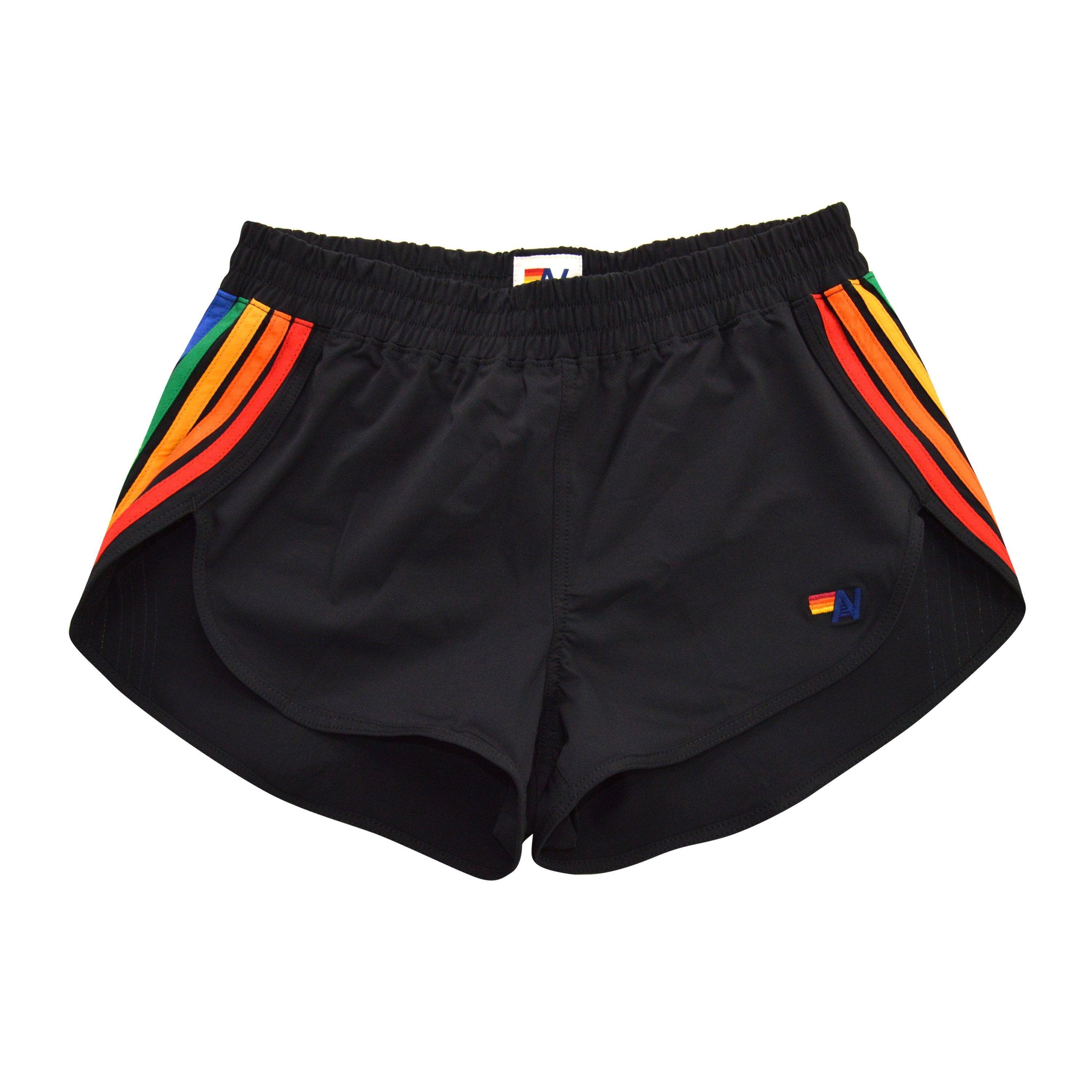 WOMEN'S 5 STRIPE FLEX BOARD SHORTS - BLACK // RAINBOW Female Product Image