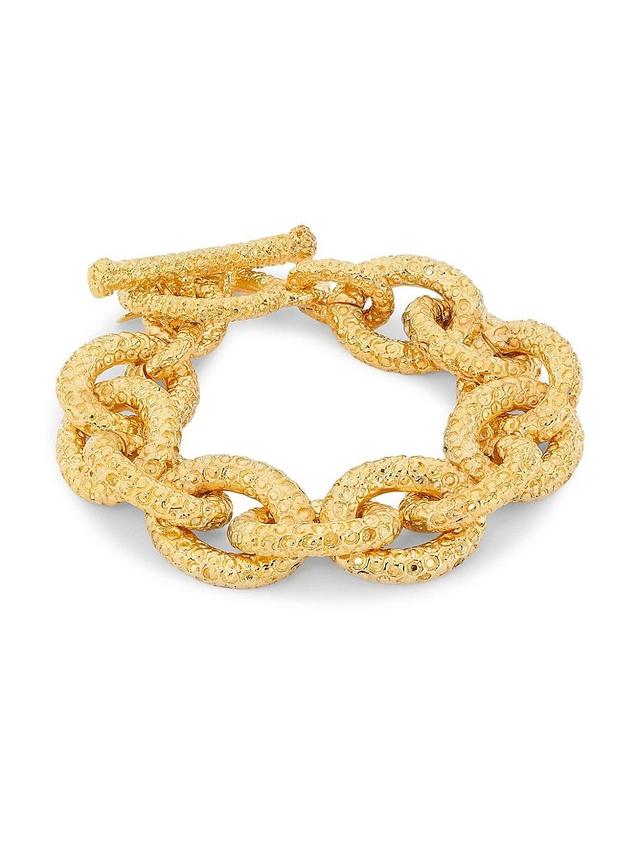 Womens Goldtone Textured Oval-Link Chain Bracelet Product Image