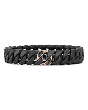 Roberto Demeglio Mens 18K Rose Gold Black Diamond Black Ceramic Groumette Link Bracelet Product Image