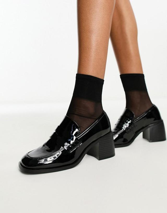 ASOS DESIGN Substitute smart mid heeled loafers Product Image