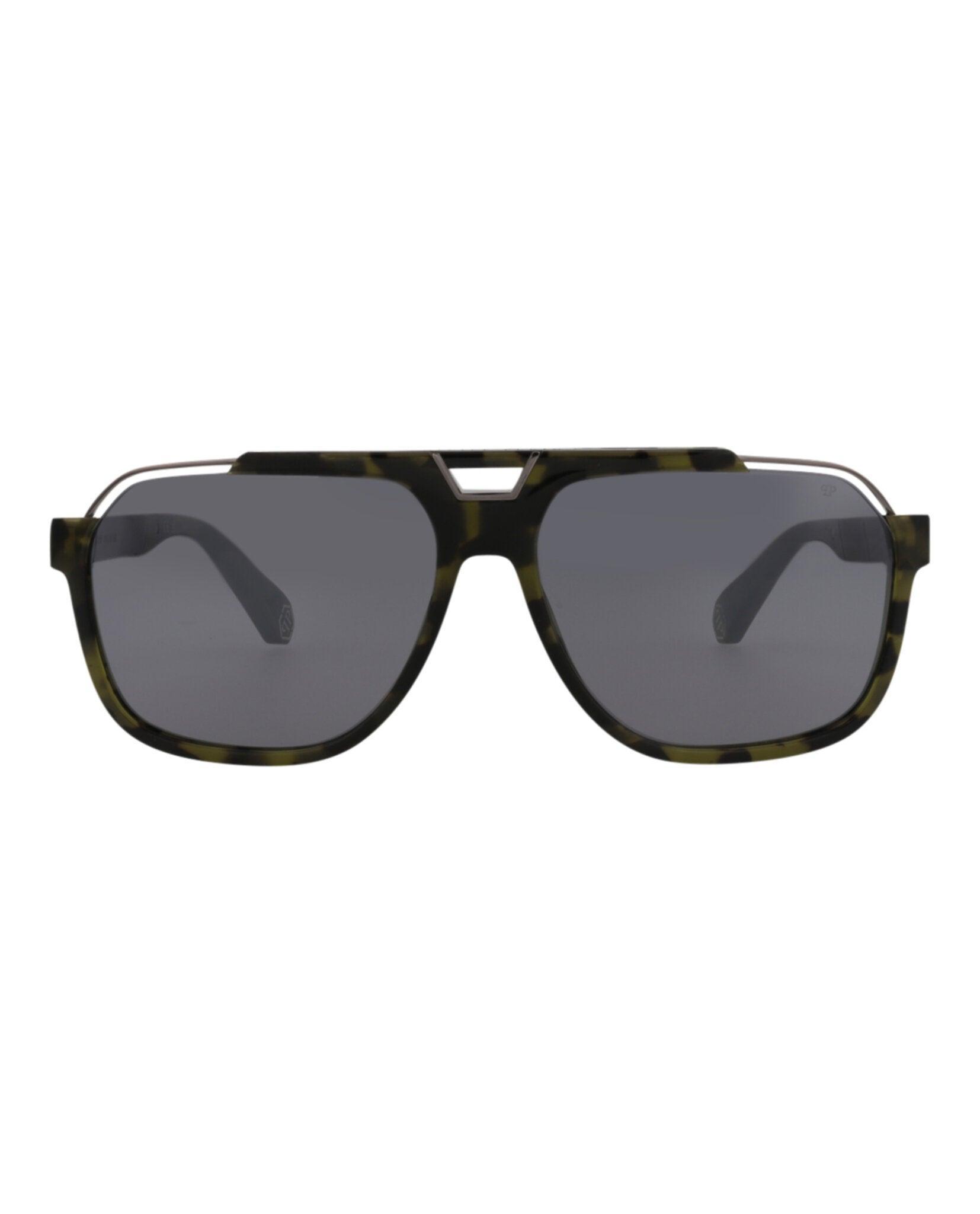 Aviator-frame Acetate Sunglasses In Grey Product Image