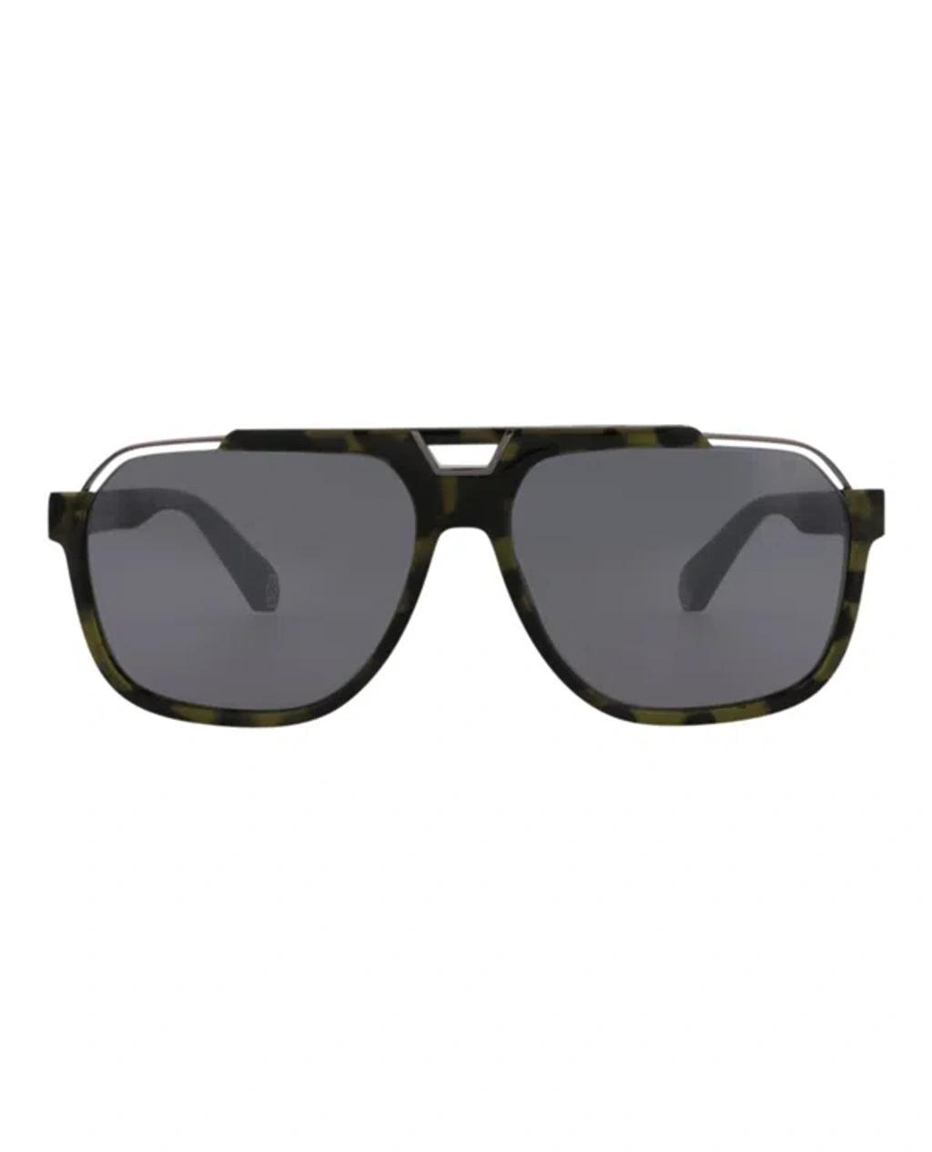 Aviator-frame Acetate Sunglasses In Grey Product Image