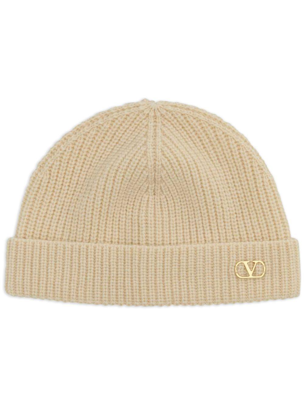 VALENTINO GARAVANI Cashmere Beanie Hat In Nude product image