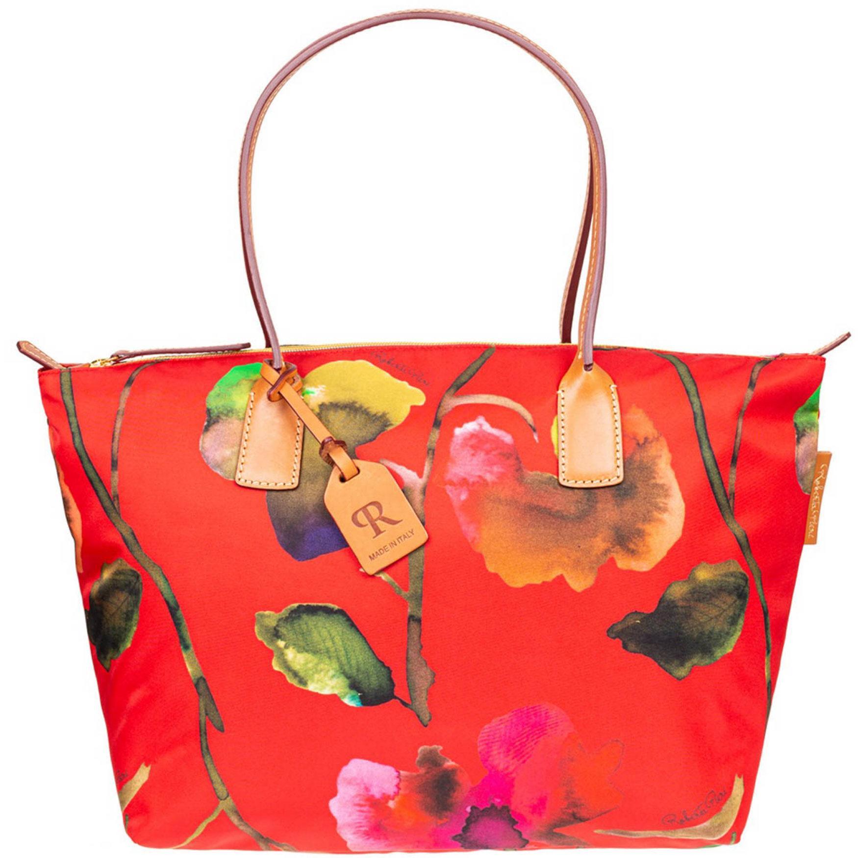 Dooney & Bourke Womens Roberta Pieri Flower Classic Large Robertina Fabric Tote Shopping Bag in Red Product Image