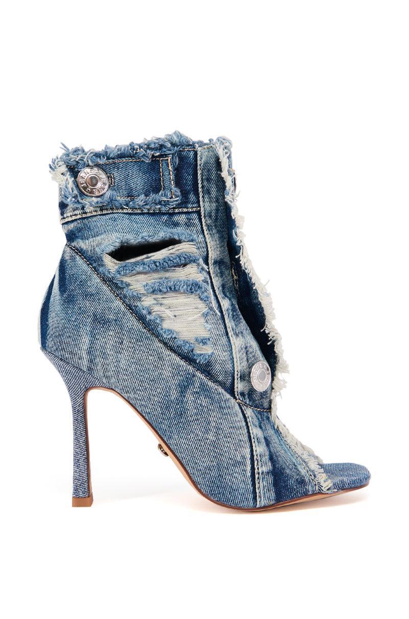 AZALEA WANG TANDY DENIM PEEP TOE BOOTIE Product Image