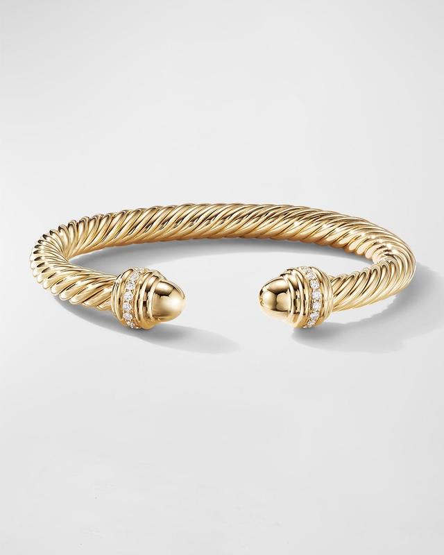 Womens Cable Classics Color Bracelet in 18K Yellow Gold with Gold Domes and Pav Diamonds Product Image