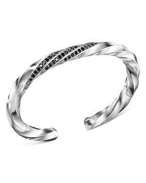 Mens Cable-Edge Pav Black Diamonds Cuff Bracelet Product Image