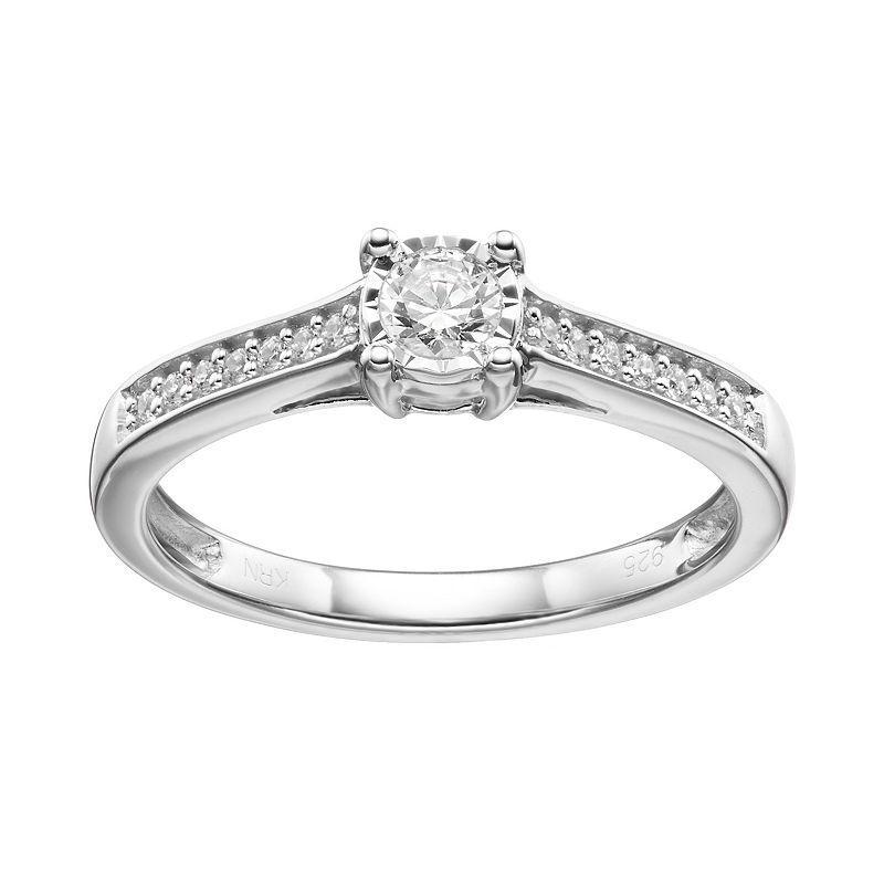 10k White Gold 1/4 Carat T.W. Diamond Engagement Ring, Womens Product Image