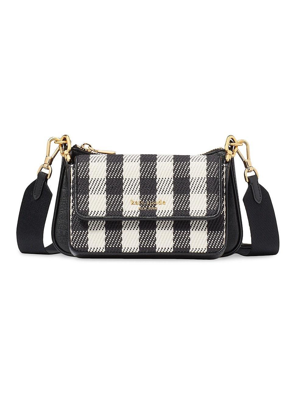 Womens Double Up Gingham Leather Crossbody Bag Product Image