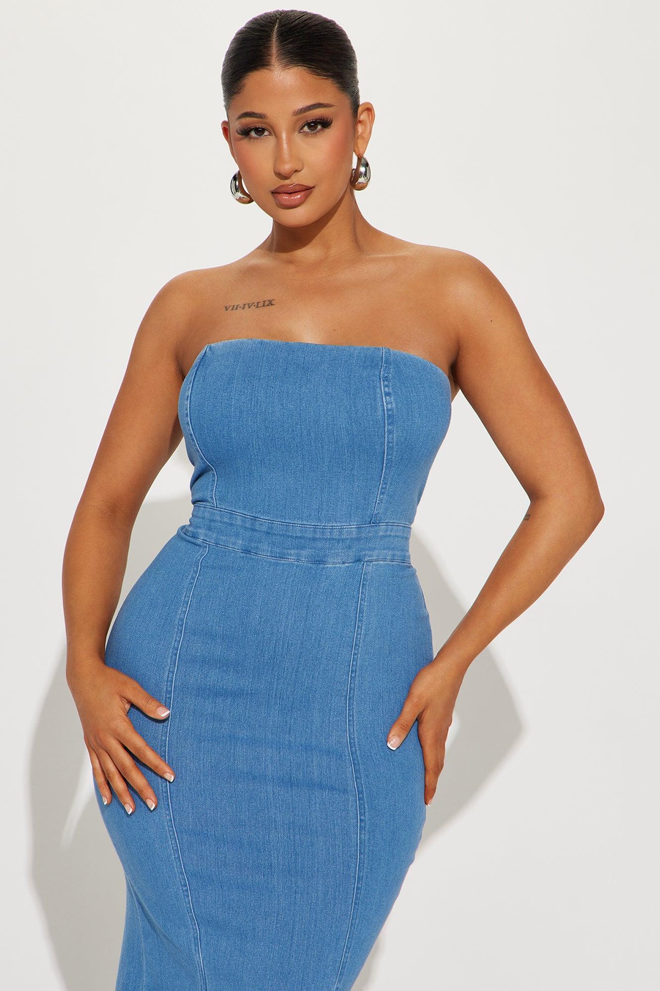 Tracey Denim Maxi Dress - Medium Wash Product Image