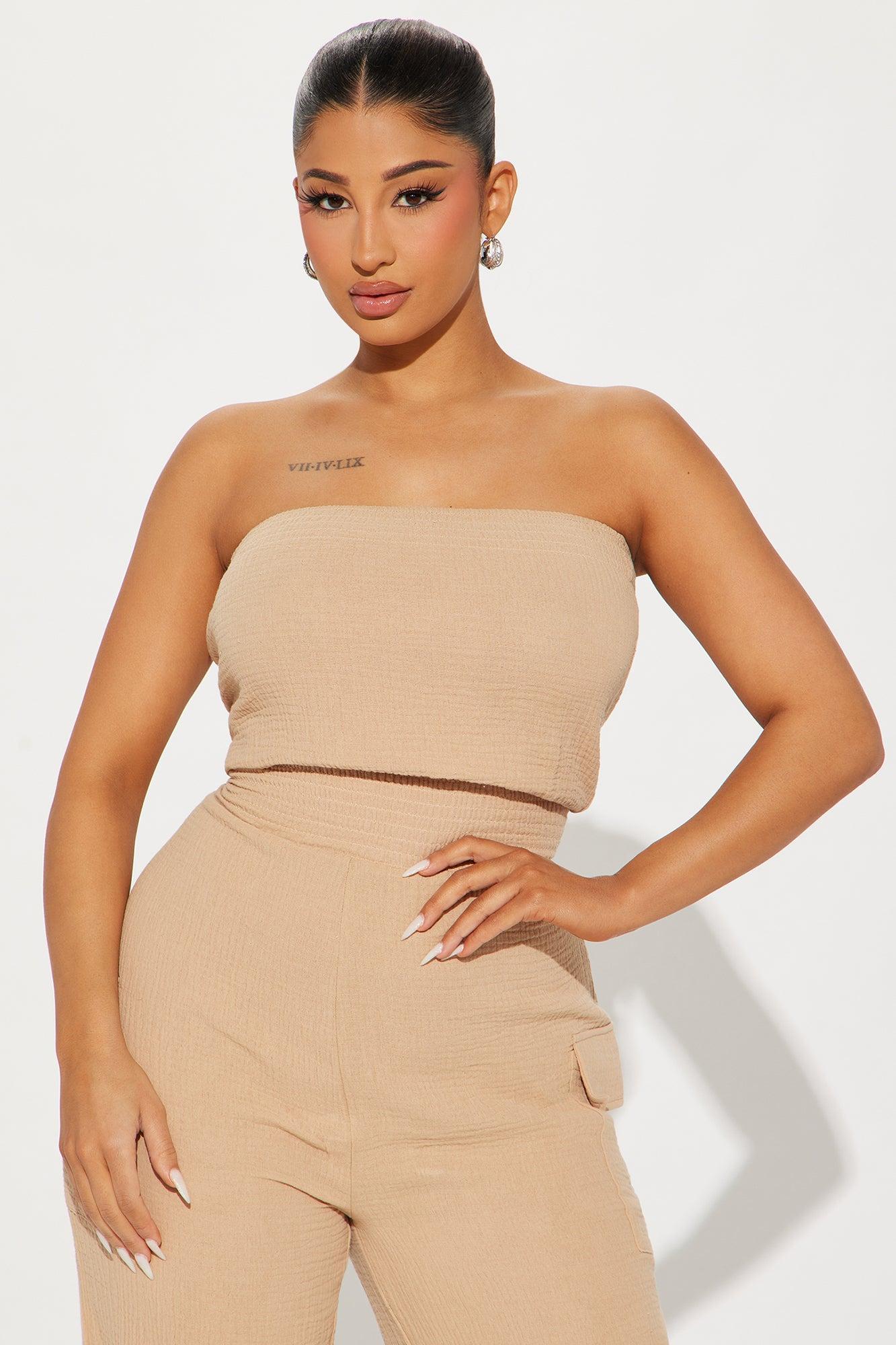 Tulum Mami Gauze Jumpsuit - Taupe Product Image