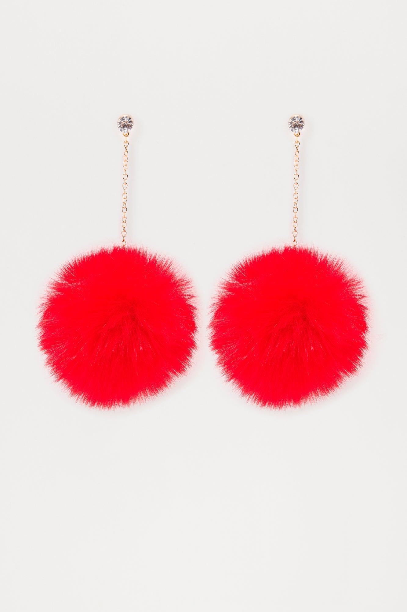 Furlicious Earrings  - Red Product Image