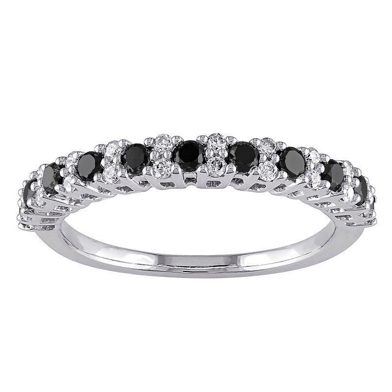 Stella Grace 10k White Gold 1/2 Carat T.W Black & White Diamond Anniversary Band Ring, Womens Product Image