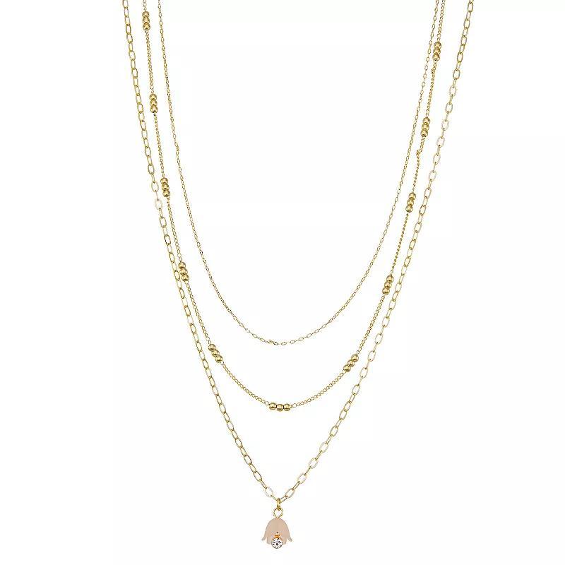 Ella Shea Gold Tone Tulip Chain Layered Necklace, Womens Product Image