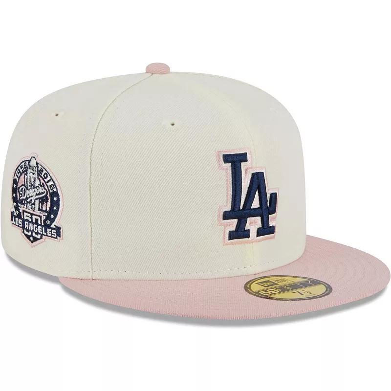 Mens New Era White/Pink Los Angeles Dodgers Chrome Rogue 59FIFTY Fitted Hat Product Image