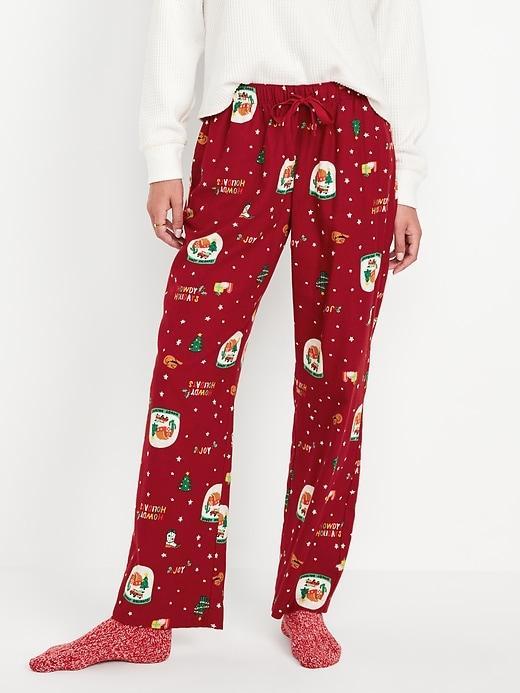 Mid-Rise Printed Flannel Pajama Pants Product Image