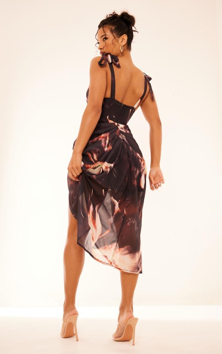 Brown Underwire Detail Draped Midi Dress Product Image