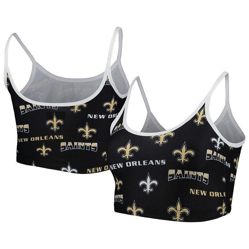 Womens Concepts Sport Black New Orleans Saints Breakthrough Allover Knit Lounge Bralette Product Image