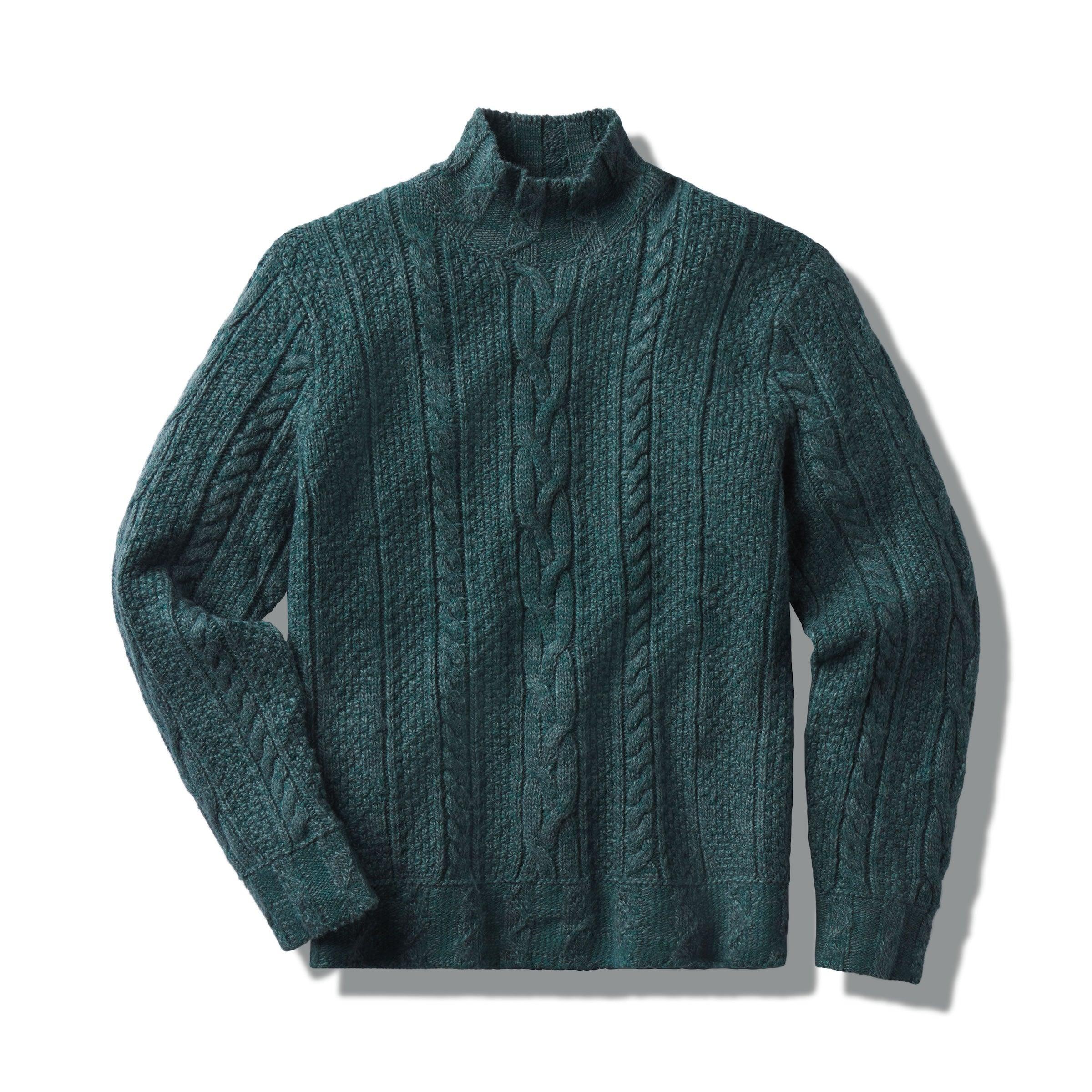 Fisherman Cable Turtleneck - Bottle Green Product Image