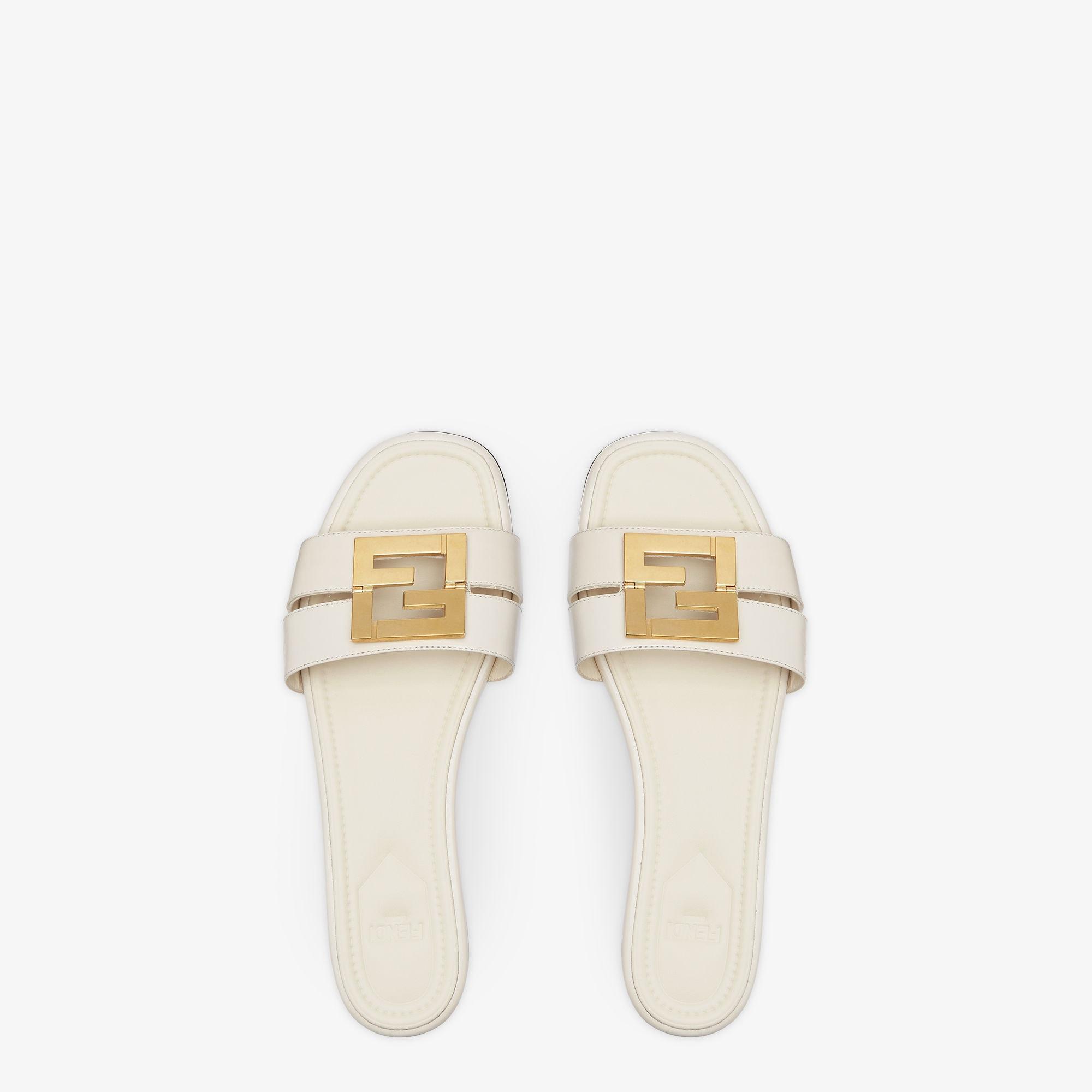 Fendi FFoldWhite leather sandals Product Image