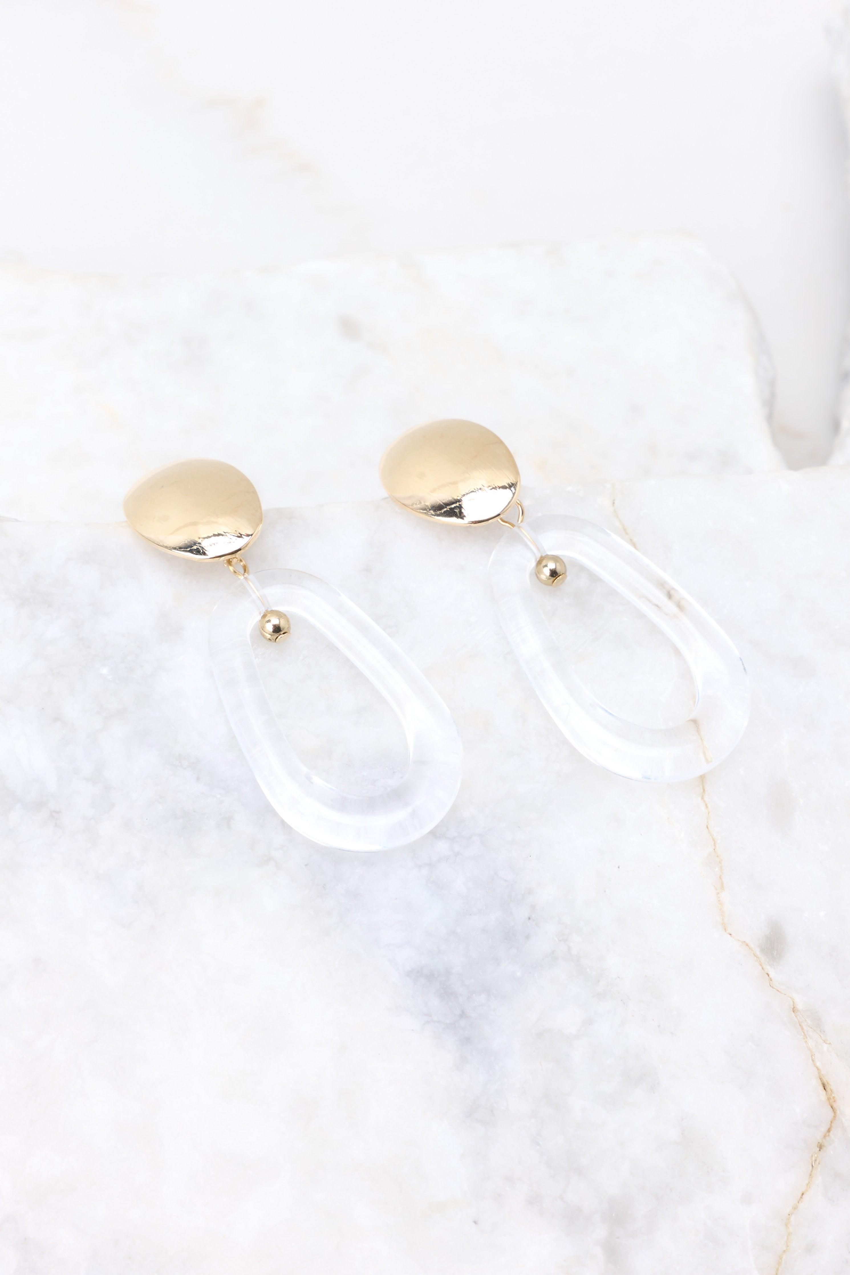 Won't Wait Around Clear Gold Earrings Product Image