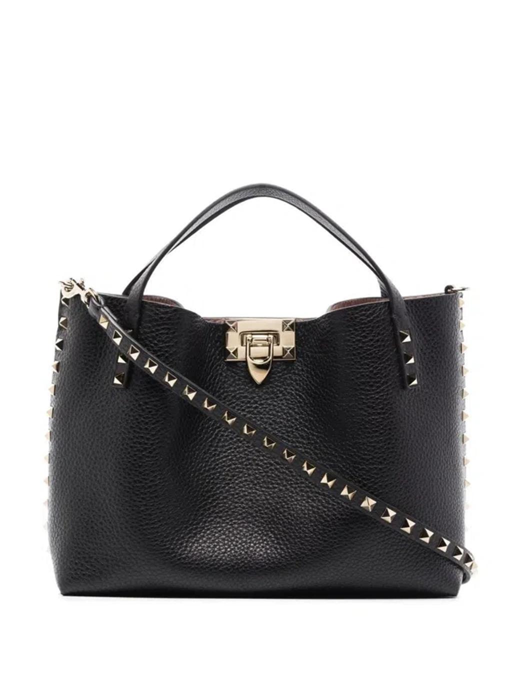 Small Rockstud Tote Bag In Black Product Image