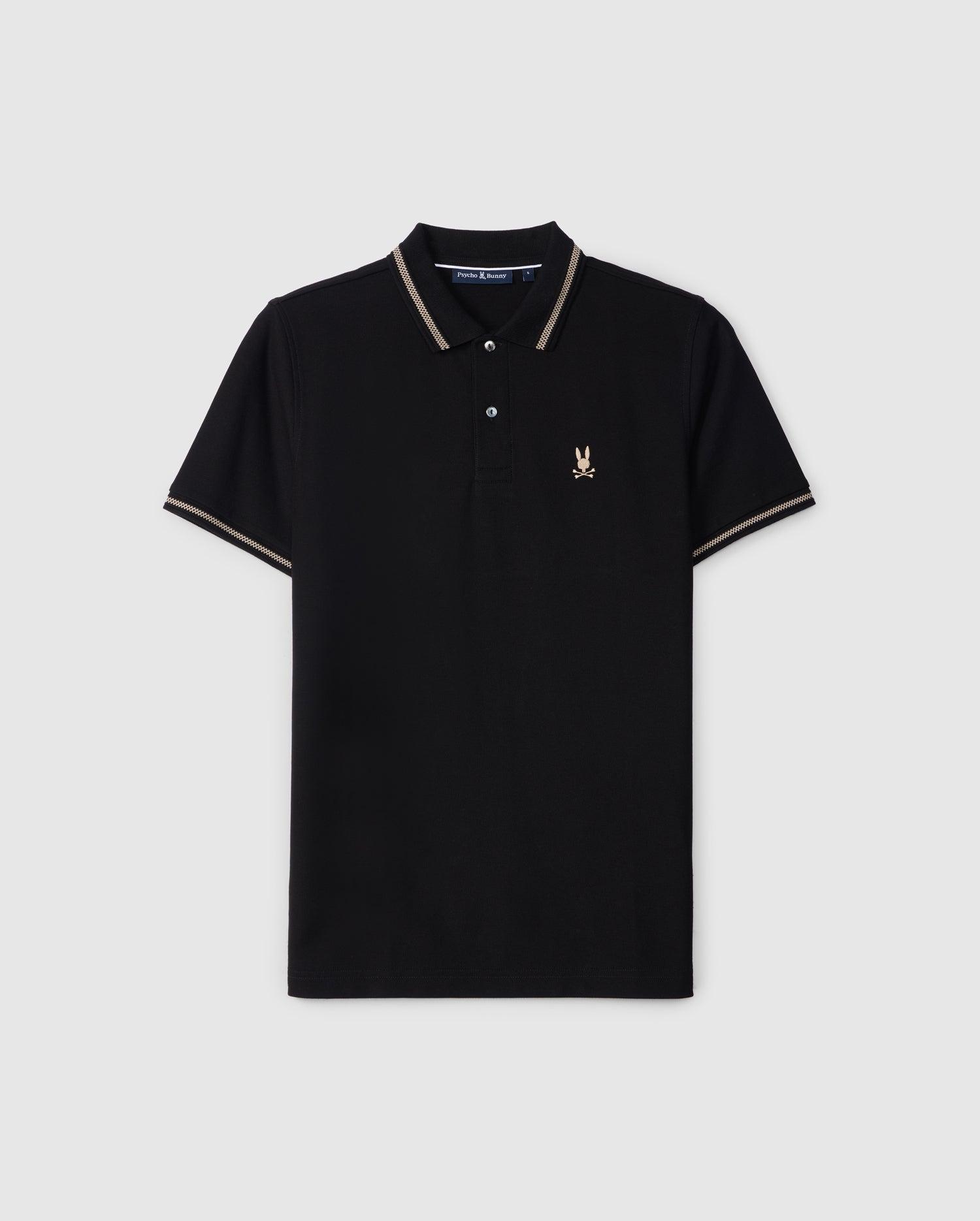 Psycho Bunny Men's Riviera Pique Polo Shirt 001 BLACK Product Image