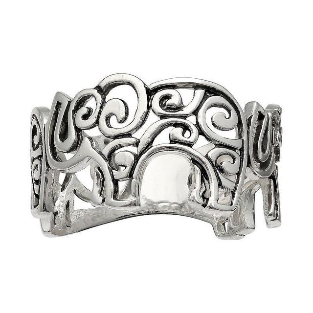 Primrose Sterling Silver Elephant Band Ring, Women's, Size: 7, Grey - Size: 7 Product Image