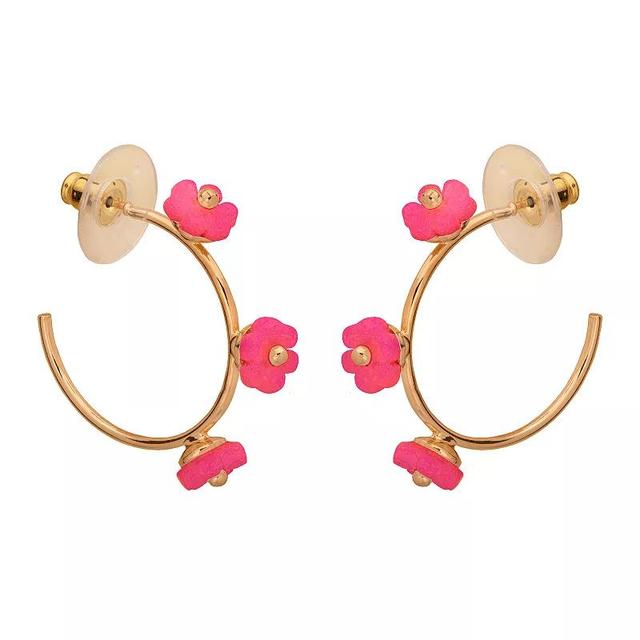 LC Lauren Conrad Gold Tone Coral Flower Statement C-Hoop Earrings, Womens Product Image