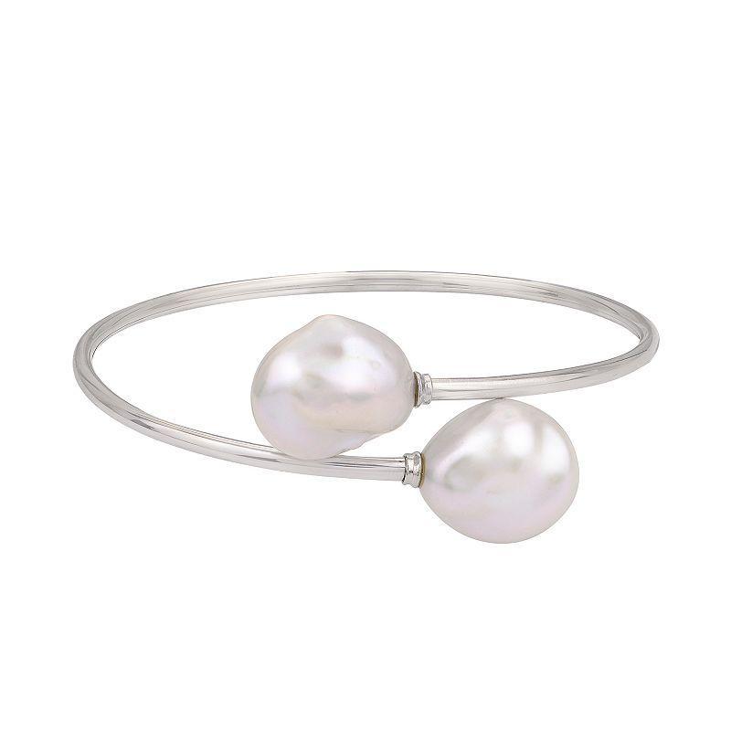 PearLustre by Imperial Sterling Silver Freshwater Cultured Pearl Bypass Bracelet, Womens, Silvertone Product Image