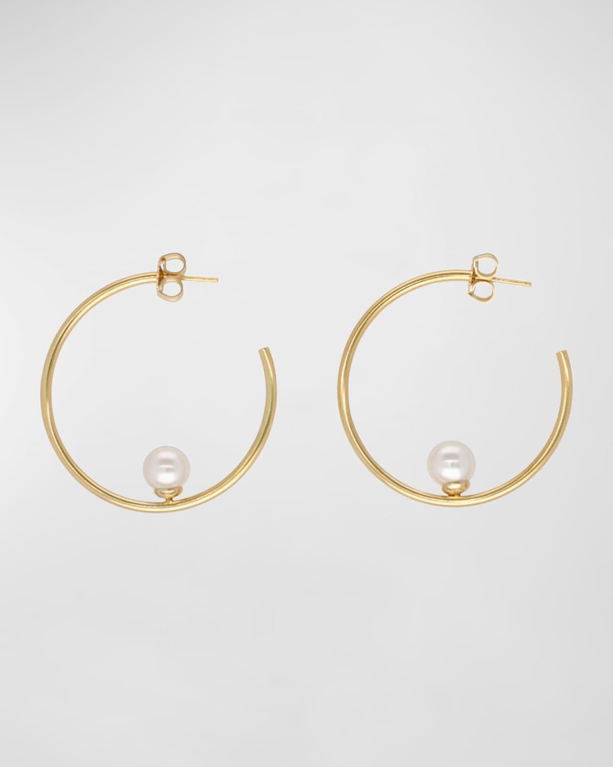 Womens Alba 18K Gold-Plated Silver & 8MM Faux White Pearl Hoop Earrings Product Image