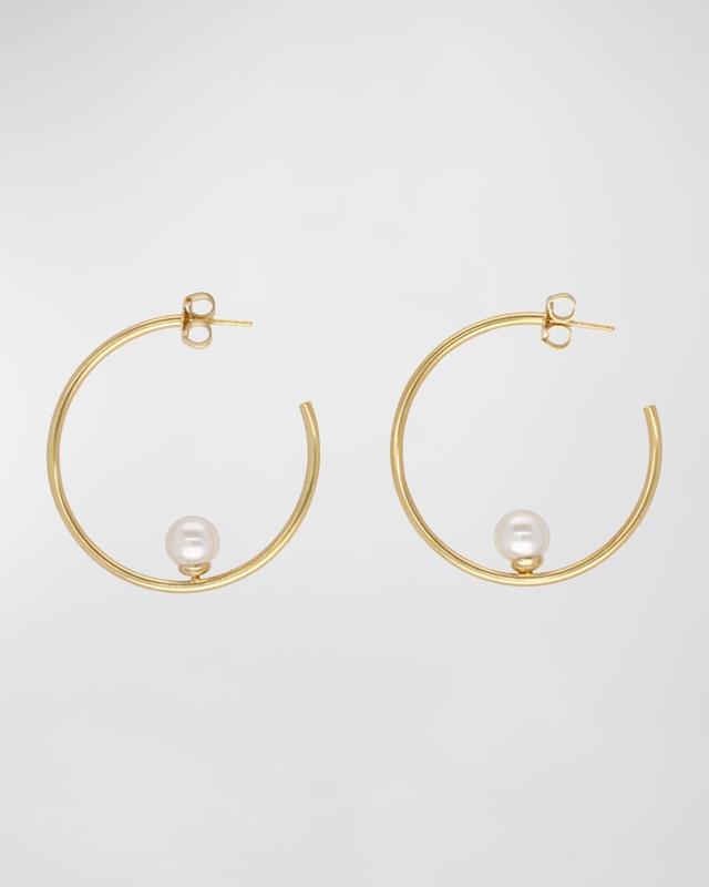 Womens Alba 18K Gold-Plated Silver & 8MM Faux White Pearl Hoop Earrings Product Image